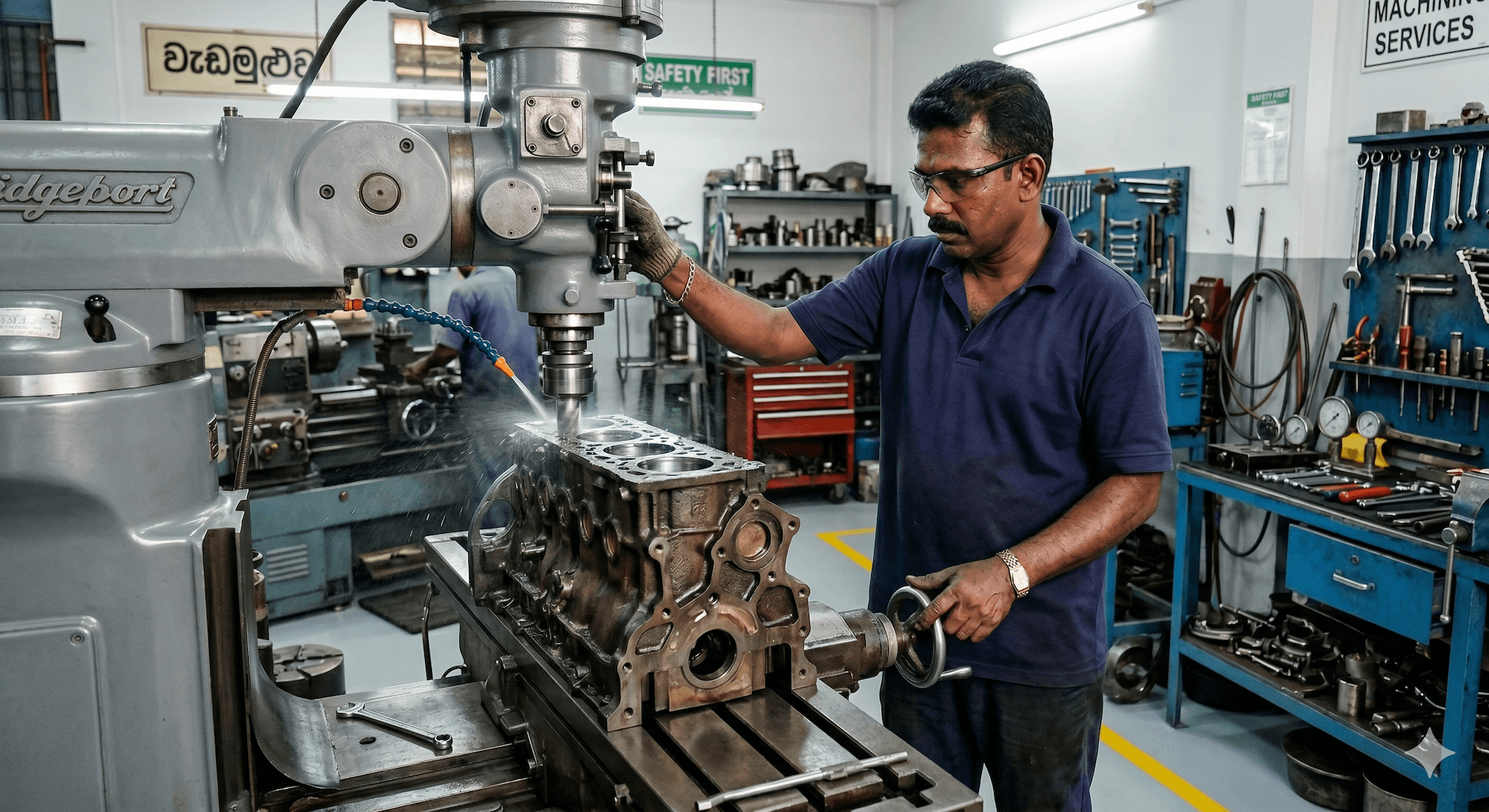 Augustine Motors workshop — precision engine machining